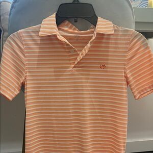 Southern Tide Coral and White Striped Polo